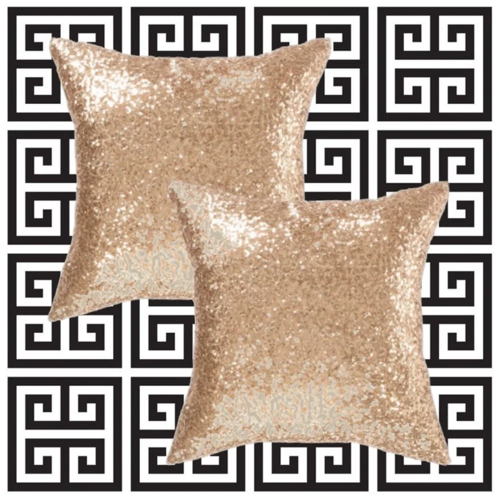 Luxury Home | Elegant Chic Gold Sequin High End Throw Pillow Cover Set